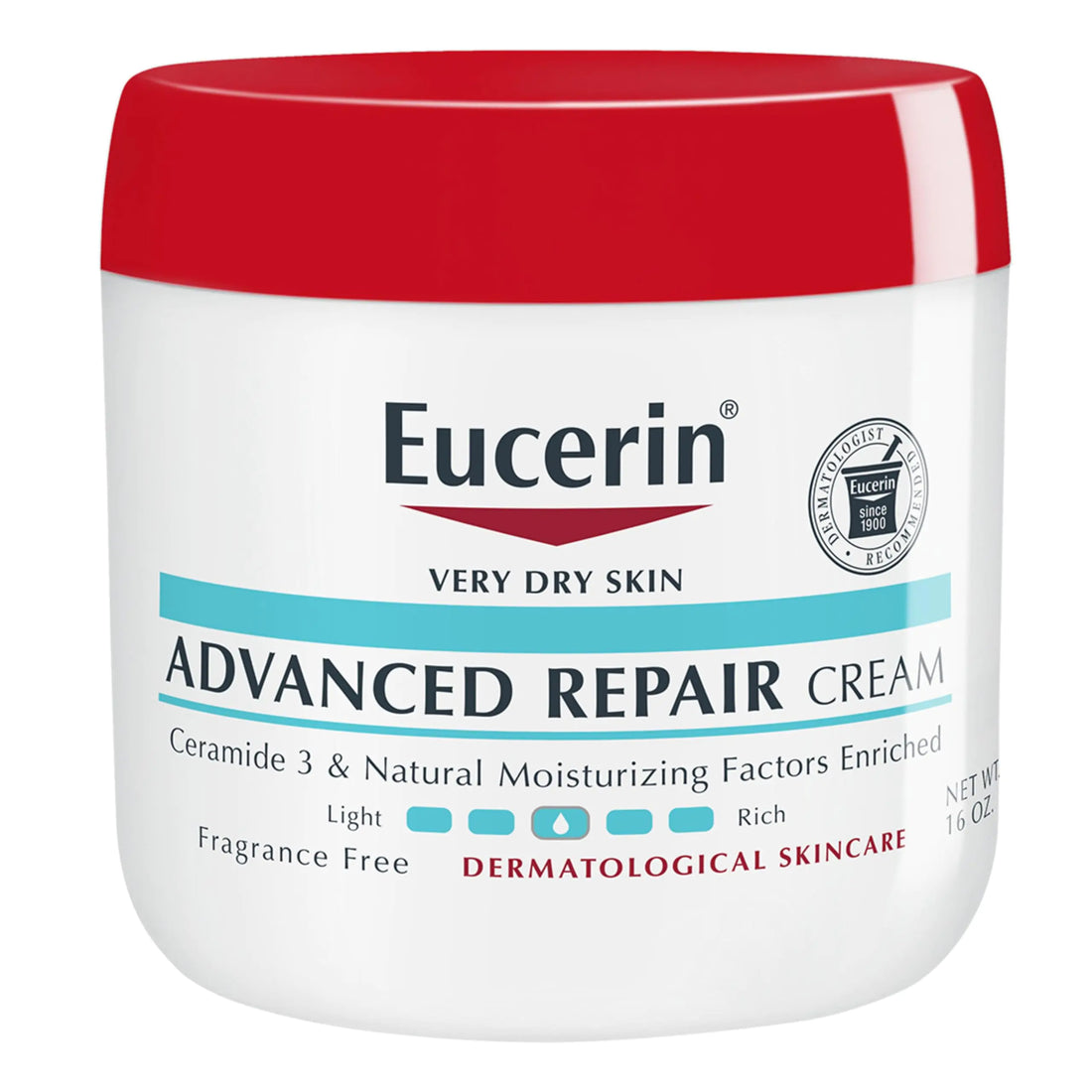 Eucerin Advanced Repair Body Cream for Very Dry Skin, Fragrance Free Daily Body Moisturizer, 16 Oz Jar