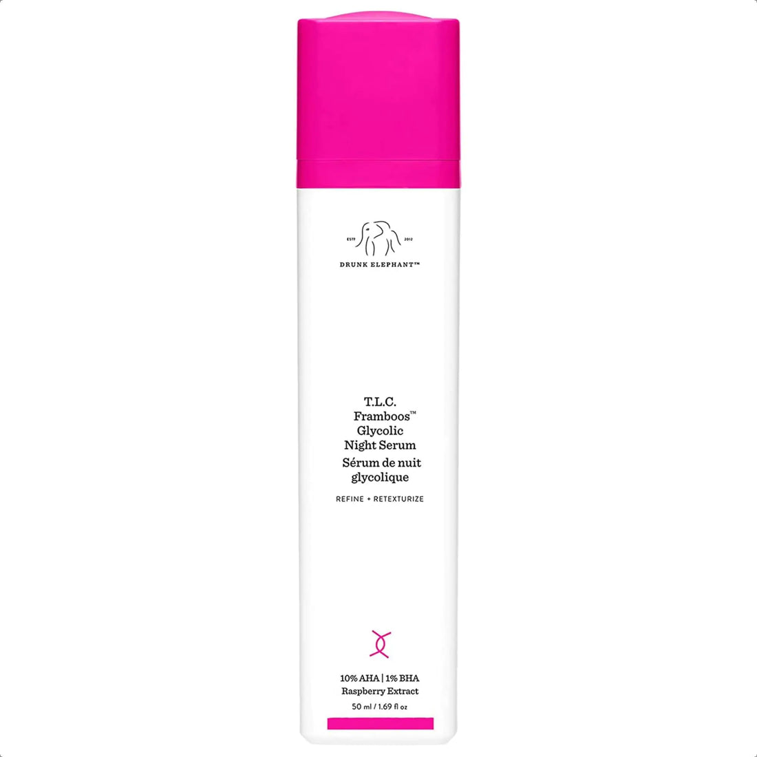 Drunk Elephant T.L.C. Framboos Glycolic Night Serum - Skin Care Brightening Night Serum. Repackaging (50 mL / 1.69 Fl Oz)