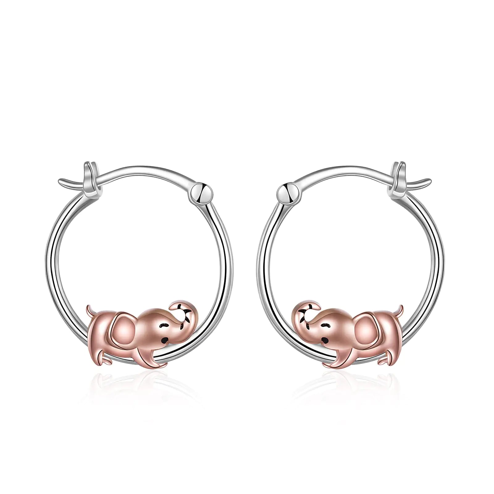 Elephant Earrings Sterling Silver Hoop Elephant Earrings Elephant Jewelry Gifts for Women Daughter