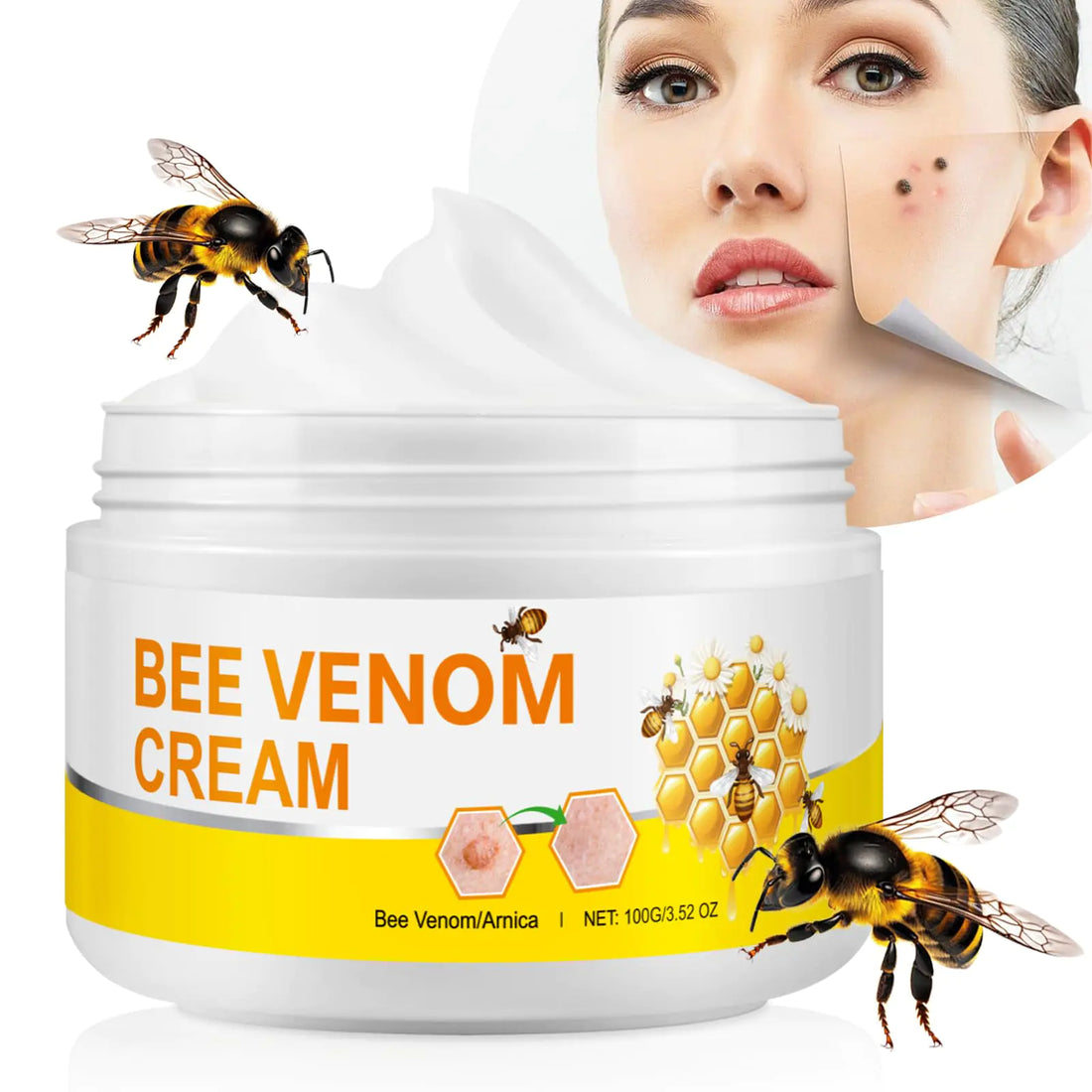 Bee Venom Cream Bee Venom Skin Treatment Cream Bee Venom Cream for Removing and Repair for All Parts of The Body 100g / 3.52 oz