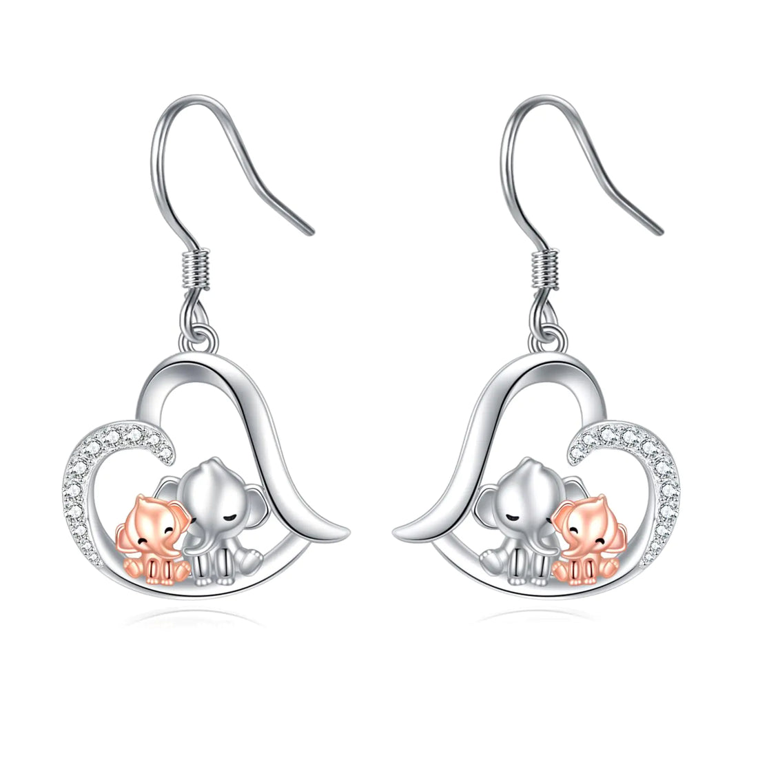 POPLYKE Two Elephant Earrings for Women 925 Sterling Silver Elephant Dangle Drop Earrings Elephant Jewelry for Women Mom