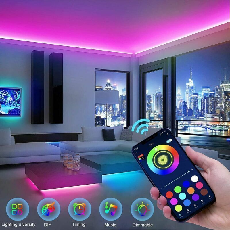 BRAND NEW 5050 RGB LED Strip Bluetooth Remote Lights TV Back Lights For Bar Room