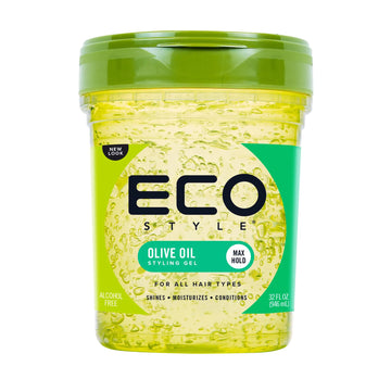 Ecoco Eco Style Gel Olive Oil - 100% Pure Olive Oil - Adds Shine And Tames Split Ends - Weightless Style - Nourishes And Repairs - Adds Moisture To The Scalp - Superior Hold - Healthy Shine - 32 Oz 32 Fl Oz (Pack of 1)