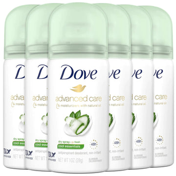 Dove Antiperspirant Deodorant Dry Spray, Go Fresh Cool Essentials Travel Size, 1 Ounce (Pack of 6) 1 Ounce (Pack of 6) Green Tea,Cucumber