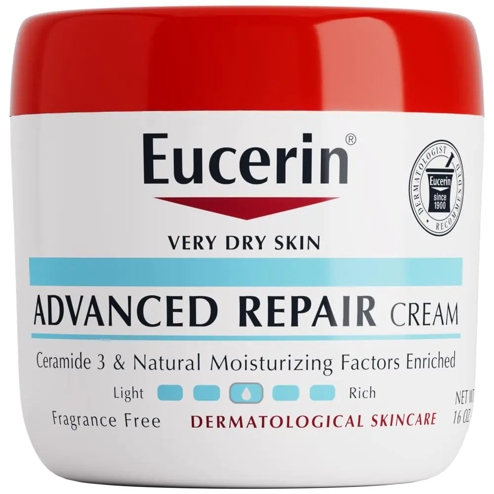 Eucerin Advanced Repair Body Cream for Very Dry Skin Fragrance Free Daily Body Moisturizer 16 Oz Jar