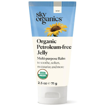 Sky Organics Organic Petroleum-free Jelly Multi-Purpose Skin Care Balm with Organic Shea Butter Coconut Oil Olive Oil & Vitamin E Moisturizing Lip Balm & Moisturizer for Dry Skin 2.5 Oz