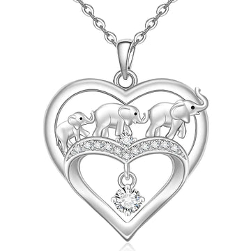 Elephant Necklace Heart Mom Mama Elephant Necklaces for Women Sterling Silver Christmas Mothers Day Gifts