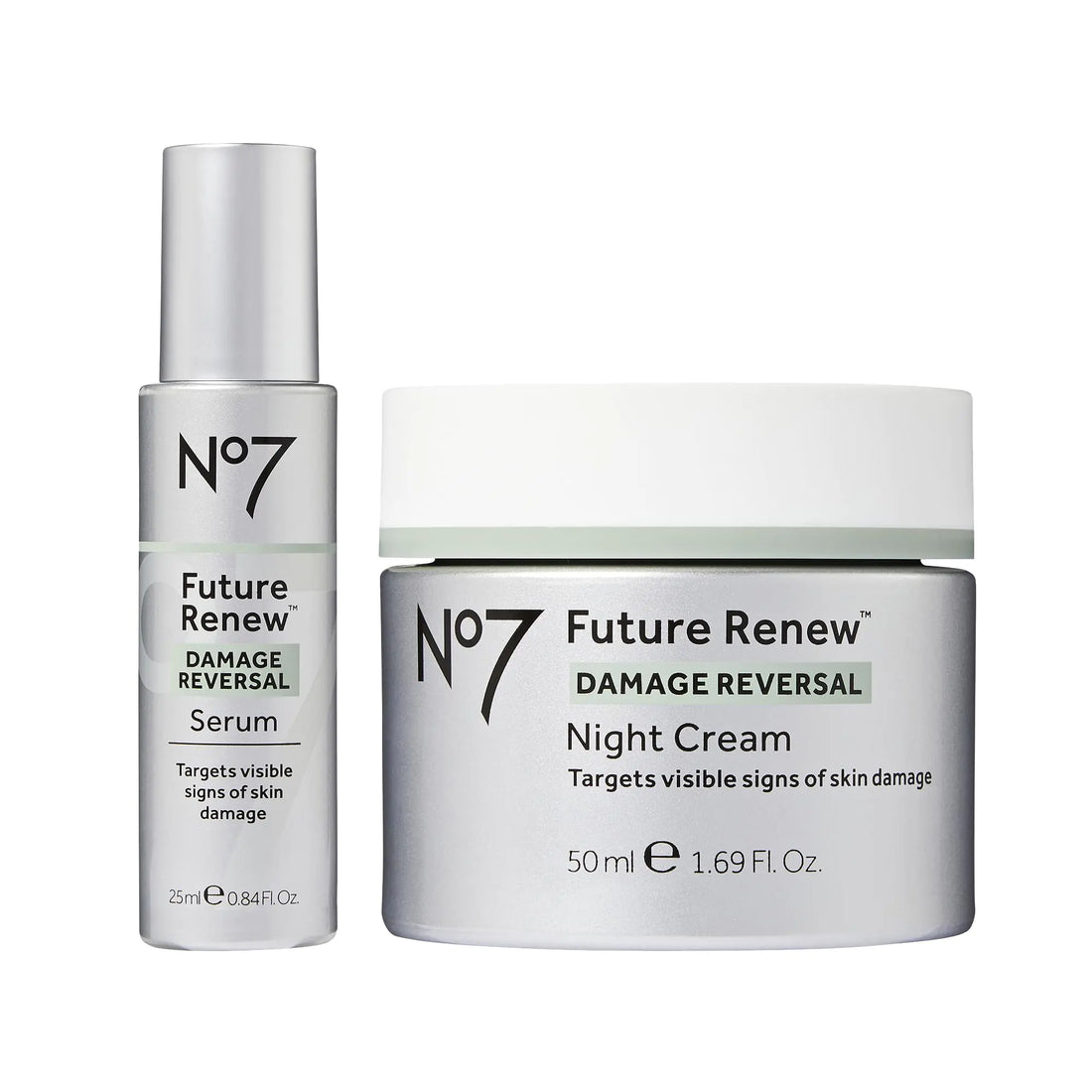 No7 Future Renew Skincare Starter Kit - Damage Reversal Serum + Night Cream - Anti-Aging Skincare Set Targets Visible Signs of Skin Damage (2 Count)